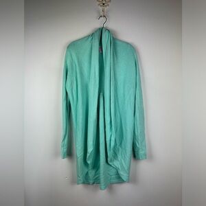 Lilly Pulitzer Aqua Hayden Boucle Cardigan With Drape Collar, Size Medium